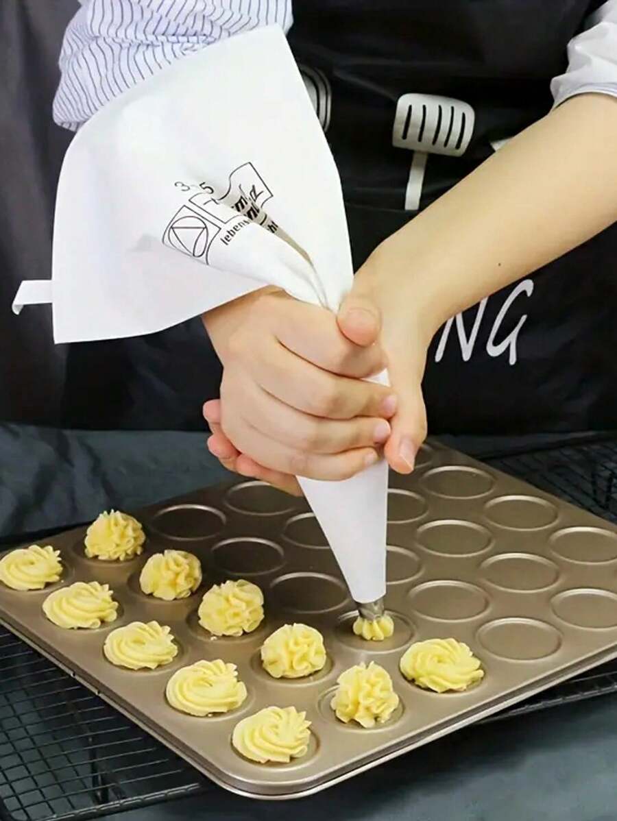 1 Pieza Manga Pastelera De Tela Súper Gruesa Para Hornear Pasteles Y Galletas, Reutilizable Y Adecuado Para La Decoración Con Glaseado - Blanco - Ver 1