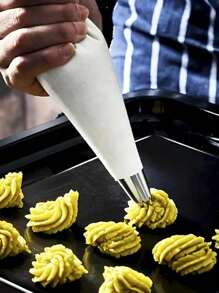 1 Pieza Manga Pastelera De Tela Súper Gruesa Para Hornear Pasteles Y Galletas, Reutilizable Y Adecuado Para La Decoración Con Glaseado - Blanco - Ver 6