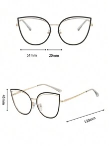 1 Pair Stainless Steel Cat Eye Frame Casual Eyeglasses For Women