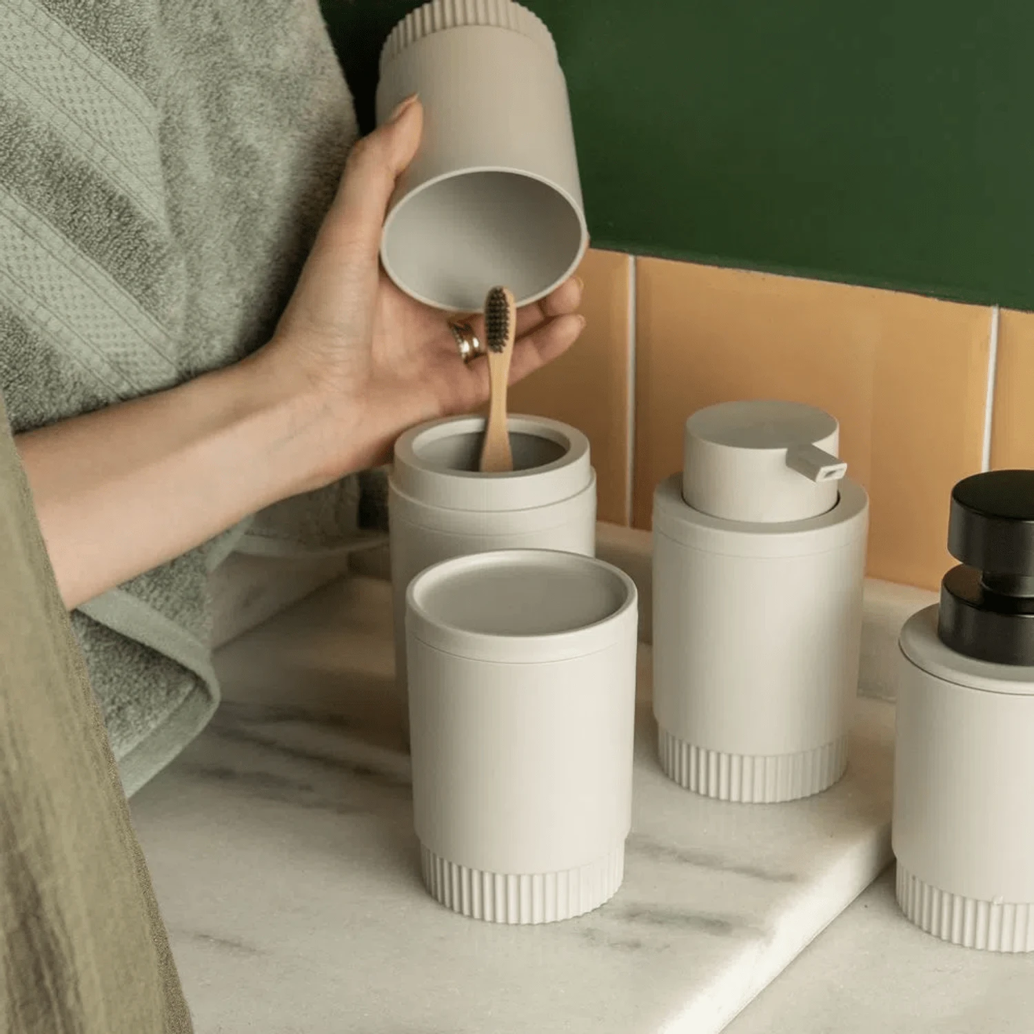 Toothbrush & Toothpaste Holders - Beige - View 1
