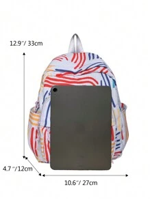 Sac À Dos Femme Tissu Oxford À Rayures Versicolores En Nylon Mini