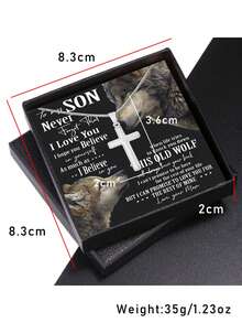 1 件時尚時尚十字鈦鋼吊墜鎖骨鍊配件禮盒裝男士,非常適合兒子 - 銀色 - 查看 7