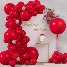 50 个/套高品质金属金色气球，12/10/5 英寸金属金色气球，用于气球花环或气球拱门作为派对装饰、生日装饰、婚礼新娘、送礼派对、性别揭示、周年纪念派对、派对装饰 - 紅色 - 查看 4