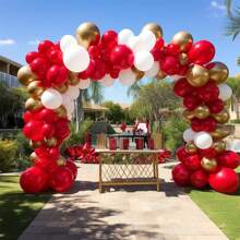 50 个/套高品质金属金色气球，12/10/5 英寸金属金色气球，用于气球花环或气球拱门作为派对装饰、生日装饰、婚礼新娘、送礼派对、性别揭示、周年纪念派对、派对装饰 - 紅色 - 查看 8