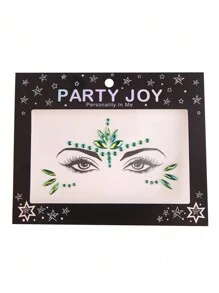 Party Joy 2入組節慶3d寶石貼紙,其中1個發光和1個不發光。diy口罩、派對眼睛和面部裝飾。適用於音樂節和舞台表演 - 紫色 - 查看 2