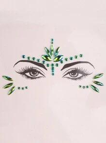 Party Joy 2入組節慶3d寶石貼紙,其中1個發光和1個不發光。diy口罩、派對眼睛和面部裝飾。適用於音樂節和舞台表演 - 紫色 - 查看 3