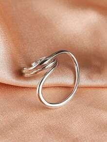 1pc Minimalist Versatile Exaggerated Geometric Line Open Ring, Women Fashion Accessories Suitable For Daily Wear, Hiphop, Punk