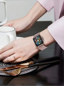 閃光彈性尼龍單環相容於 Apple Watch 錶帶 38 毫米 40 毫米 41 毫米 42 毫米 44 毫米 45 毫米 49 毫米適合女士男士，可調式彈性運動錶帶適用於系列 8 7 6 5 4 3 2 1 SE Ultra - 粉砂色 - 查看 6