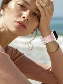Sparkly Stretchy Nylon Band Compatible With Apple Watch Band 38/40/41/42/44/45/46/49mm, Bling Elastic Nylon Straps Shiny Cute Glitter Women Replacement Sport Solo Loop Wristband Compatible With Apple Watch Series Ultra/10/9/SE/8/7/6/5/4/3/2/1