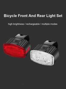 1 cái Xe đạp Trắng Ánh sáng Mặt trước Ánh sáng Sạc Usb Đỏ  Đèn sau xe Cảnh báo Xe đạp Ánh sáng - Đỏ - Xem 2