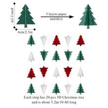Red White Green Christmas Decorations - 10.4ft 3D Christmas Tree Paper Garland Party Streamers Banner Christmas Party Decorations for Home Indoor Outdoor Hanging Christmas Day Decor - Red White Green - View 2