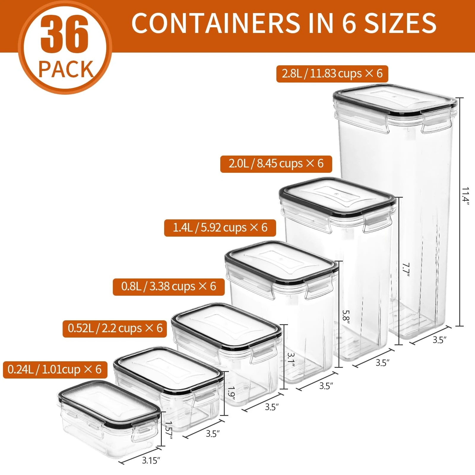 36 Pack Airtight Food Storage Containers for Kitchen Pantry