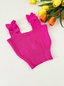 Women Knit Tops - Màu Hồng Tươi - Xem 6