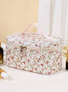Large Capacity Portable Makeup Bag Foldable Storage Bag, Ideal For Traveling And Daily Use, Floral Pattern, Comes With Makeup Tools Organizer Makeup Bag Makeup Pouch Skincare Bag Toiletry Bag Packing Cubes, Travel Essentials Cruise Essentials Storage Makeup Organizer Makeup Case Makeup Travel Toiletry Organizer Essentials Gifts Storage Zipper Accessories Nail