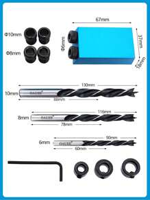7入組藍色隱藏孔鉸孔定位器套件,15度榫花鑽削導板組,用於木工、木匠、木頭接角工具 - 藍色 - 查看 5
