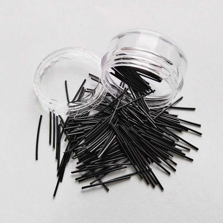 1 盒約 200 件漂亮防過敏黑色耳棒耳環塑料柱約 14 毫米透明隱形耳棒適合女士日常佩戴 - 黑色 - 查看 1