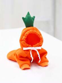 1pc Carrot/juicy Fruit Print Sweatshirt Fleece Clothes For Small-medium Dogs And Cats, Autumn & Winter Clothes - Burnt Orange - View 2