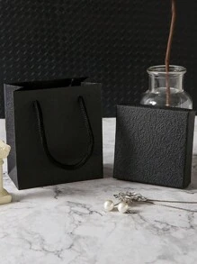 1套簡約黑白色簡約裝飾品包裝盒,具有ins風格,新鮮耳環、手鐲、頸鏈、戒指禮品盒,附有手提袋 - 白色 - 查看 9