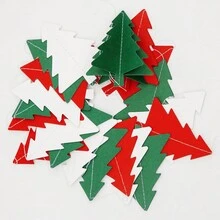 Red White Green Christmas Decorations - 10.4ft 3D Christmas Tree Paper Garland Party Streamers Banner Christmas Party Decorations for Home Indoor Outdoor Hanging Christmas Day Decor - Red White Green - View 3