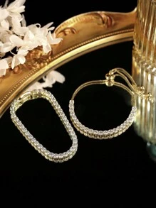 2 Pièces Bracelet Rond Zircone Réglable tennis Pour Femme Fille Port Quotidien