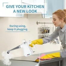 1pc Pressurized Steam Cleaner Handheld Multi-Surface Natural Steam Cleaner , Multi-Purpose Steamer for Home Use, Steamer for Cleaning Floor, Upholstery, Grout and Car,White - White - View 3