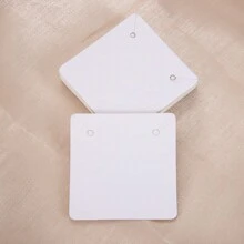 50pcs White Thick Square Display Cards For Jewelry, 5x5cm, Ideal For Handmade Necklaces, Bracelets, Earrings Packaging And Presentation - White - View 2