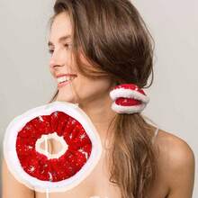 1 件女式聖誕主題蝴蝶結髮圈,紅色格子設計。適合ins風格、聚會和日常穿著。 - 紅色 - 查看 3