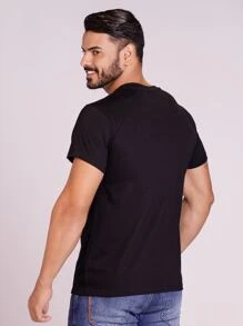 Kit 5 Camiseta masculina algodão premium - Preto e Branco - Visão 3