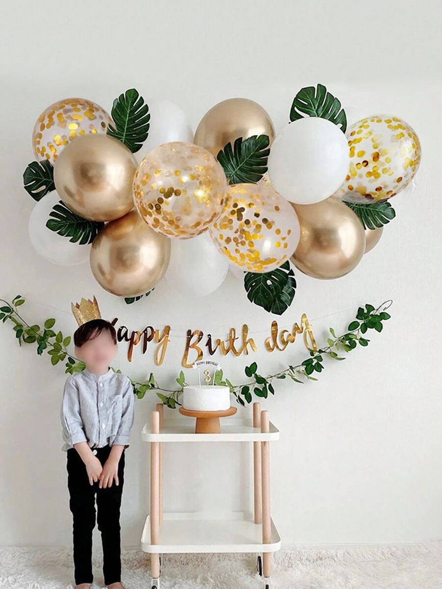 1set/40pcs Mori Style Tortoise Leaf Balloon Decoration Kit For Birthday Party - Multicolor - View 1