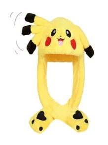 Gorro Pikachu Con Orejas Móviles De Conejo con Luz Led Divertido Muy Brillante y Para Toda Ocasión Eventos - Amarillo - Ver 1