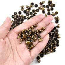 100 PCS Leather Rivets Double Cap Rivet Rivets Tubular Metal Rivets Bronze Hollow Rivets for DIY Craft Leather Bags Shoes Belt Repair Decoration, 8 × 8 mm - Bronze - View 3