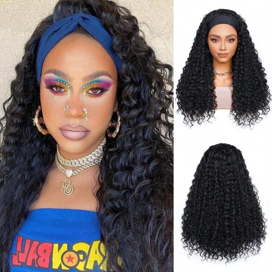 無劉海假髮合成機織假髮 - 黑色 - 查看 1