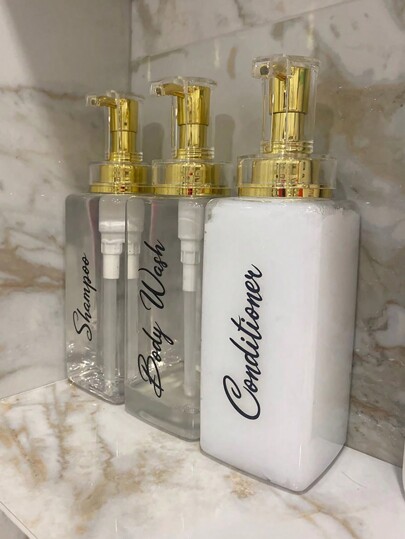 500ml/16.9oz Clear Square Shampoo Bottle With Dispenser Pump, For Shampoo, Conditioner, Body Wash, For Bathroom And Shower Countertop Home Bathroom Decor Fall Decor Back To School