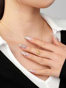 1件 S925 純銀復古新月形與麵包形掛墜項鍊,適合女性日常佩戴 - 牛角麵包 - 查看 3