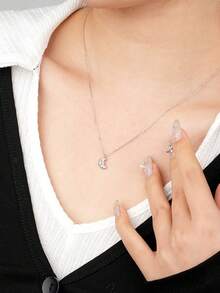 1件 S925 純銀復古新月形與麵包形掛墜項鍊,適合女性日常佩戴 - 牛角麵包 - 查看 2