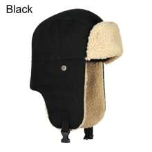 時尚男女獵人帽俄羅斯ushanka保暖冬季毛皮耳瓣滑雪帽雪帽耳瓣遮陽帽 - 黑色 - 查看 4