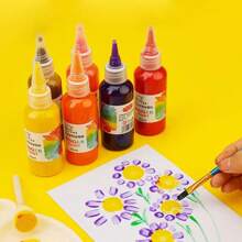 12色水彩筆套裝，每種顏色瓶裝均為60ml，附帶1個收納盒，套裝包括12色60ml升級版彩筆、15根筆刷、1個調色盤、12色彩筆+10根筆刷+1個收納盒+1個調色盤及其他4種尺寸的繪畫工具，每瓶長4.88英寸，可洗水，適用於繪畫塗鴉、手印藝術學生，總有一個產品能滿足您 - 彩色 - 查看 3