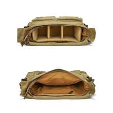 1入組多功能復古帆布相機袋,信差袋,肩背袋,帶可拆卸內部相機袋,適用於dslr相機,旅行 - 黃色 - 查看 8