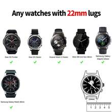 1入組蝴蝶扣不鏽鋼手錶帶,適用於三星galaxy 3 Active 2 40 44mm Gear S2 S3和華為gt 2 42 20mm 22mm快速釋放替換帶,適用於智能手表、傳統手表和三星手表 - 銀色 - 查看 7