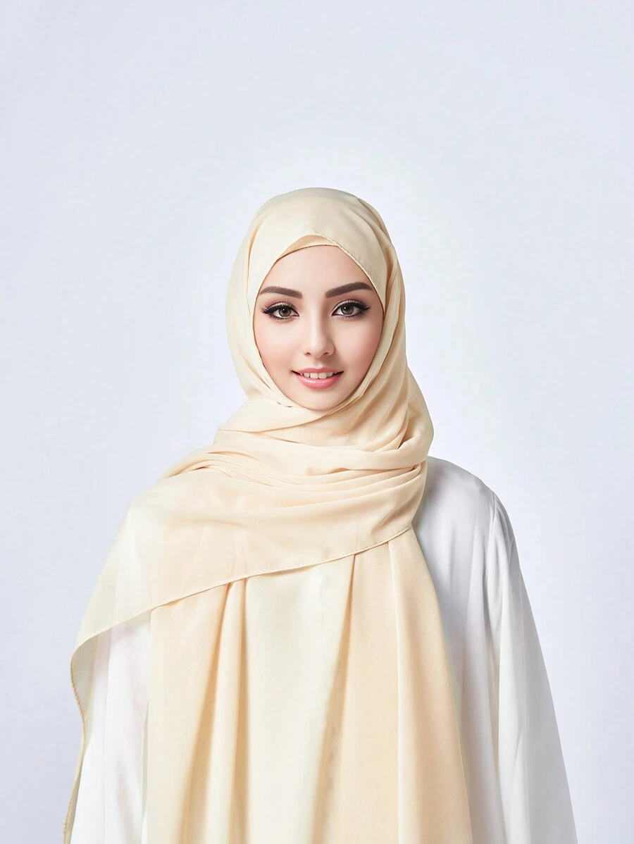 1 pieza Bufanda transpirable elegante de gasa de color sólido para mujer Adecuado para Diario