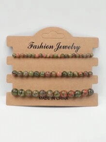 3入組多色天然石珠子手鍊4mm/6mm/8mm,適用於瑜伽、緩解焦慮,可伸縮的能量手環,女性珠寶禮物 - 彩色 - 查看 14