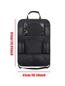 1pc Polyester Car Seat Back Hanging Storage Bag - Black - View 3