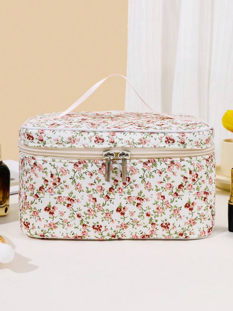 Large Capacity Portable Makeup Bag Foldable Storage Bag, Ideal For Traveling And Daily Use, Floral Pattern, Comes With Makeup Tools Organizer Makeup Bag Makeup Pouch Skincare Bag Toiletry Bag Packing Cubes, Travel Essentials Cruise Essentials Storage Makeup Organizer Makeup Case Makeup Travel Toiletry Organizer Essentials Gifts Storage Zipper Accessories,Gifts For Women,Christmas Gifts,Gift Ideas For Women