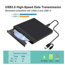 Type-c External Cd/dvd Rw Drive Dvd Burner Ultra Slim Portable Dvd Writer For Laptop/desktop/computer - Black - View 3