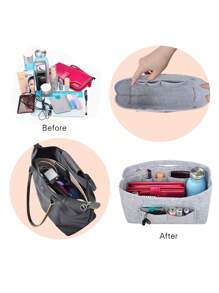 Plain Felt Tote Bag Liner, Minimalist Fashion Casual Daily Use - Light Grey - View 6