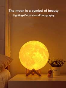 Phòng ngủ Nhà  Đồ trang trí 7-màu Led 3D Mặt trăng Đèn Với giá đỡ , Creative Tay Được Sơn Mặt trăng Ánh sáng & DIY Bộ nguyên liệu Đối với Phát sáng Hành tinh Ánh sáng - trắng - Xem 9