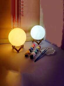 Phòng ngủ Nhà  Đồ trang trí 7-màu Led 3D Mặt trăng Đèn Với giá đỡ , Creative Tay Được Sơn Mặt trăng Ánh sáng & DIY Bộ nguyên liệu Đối với Phát sáng Hành tinh Ánh sáng - trắng - Xem 6