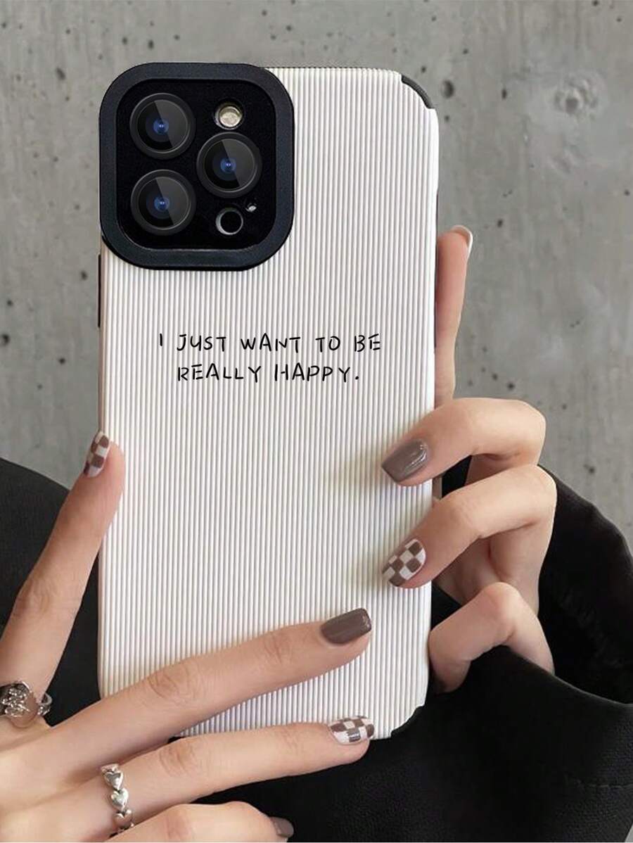 1pc Minimalist Slogan Soft Phone Case Compatible With Iphone And Samsung - Multicolor - View 1