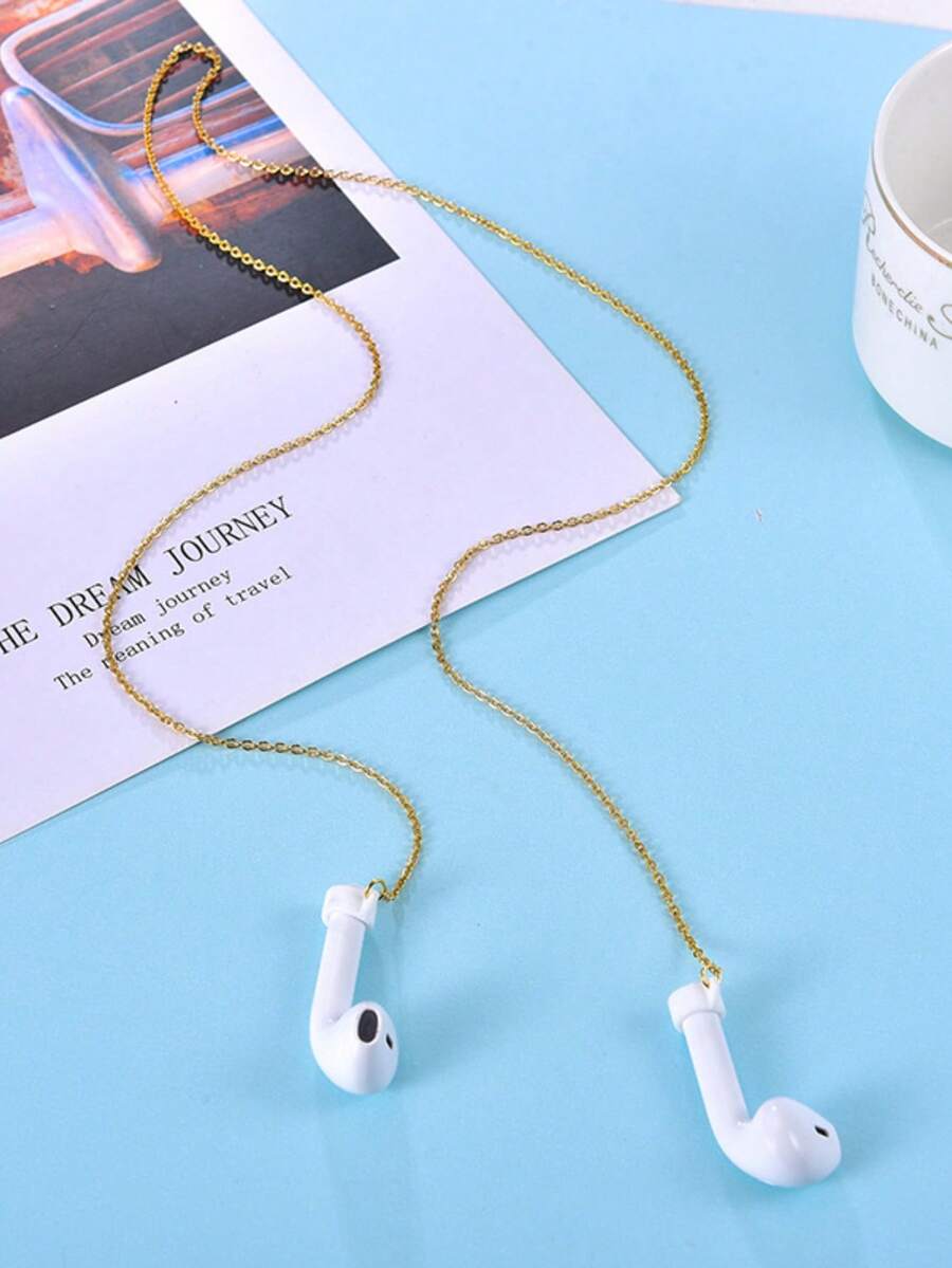 Phong cách tối giản Kẹp cáp tai nghe bằng thép titan Ngăn ngừa mất Vòng cổ kim loại Ngăn ngừa rơi ra Trang trí treo chống trượt Phụ kiện tai nghe chống rơi - Vàng - Xem 1