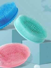 1pc Silicone Shower Scrubber, Exfoliating Body Cleansing Brush, Suitable For Shower & Bathroom & Toilet, Good Foam, Long-Lasting, For Sensitive Skin, Suitable For Men, Women & Children - Blue - View 3